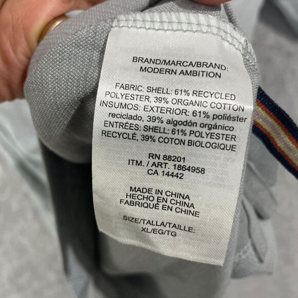 NEW Modern Ambition Mens XL Gray Short Sleeve Polo Shirt Organic Cotton - Picture 6 of 8